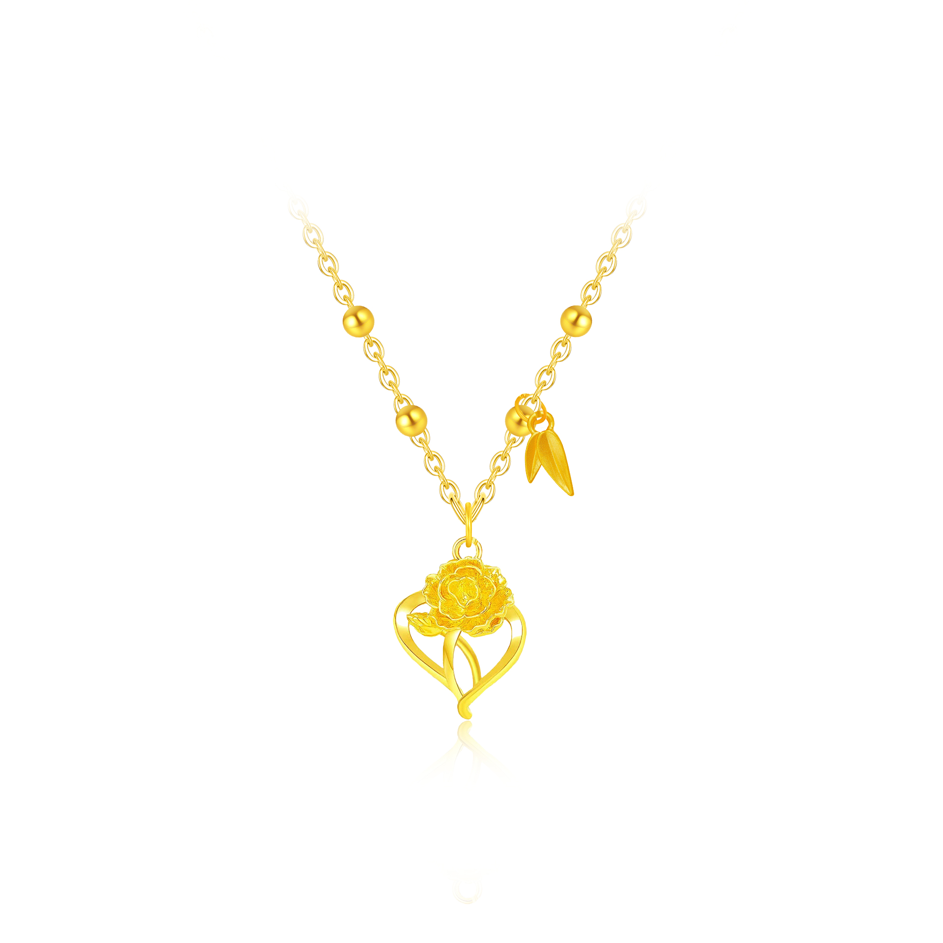 Chinese jewelry SINO GEM carnation flowers, new Chinese style love flowers, bamboo leaves, ritual atmosphere, niche light luxury, daily commuting, versatile, elegant, dignified and atmospheric clavicle chain, good luck, 999 pure gold, priced by gram, gold necklace, women's model