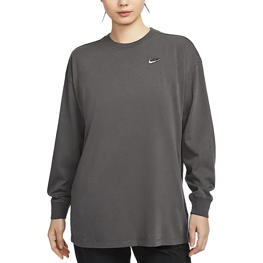 Nike Sportswear Drop Shoulder Sleeve T Shirt Women's Medium Gray