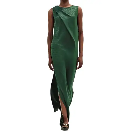 HERMES Sleeveless Dress Women's Dark Green