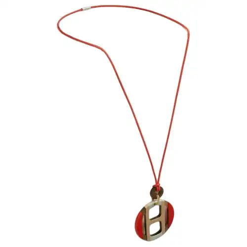 HERMES H Equipe Necklaces Women's Red