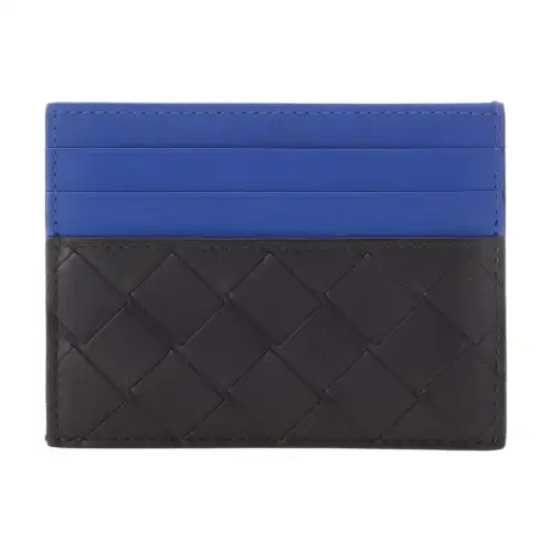 Bottega Veneta Calfskin Card Holder Men's Black/Blue