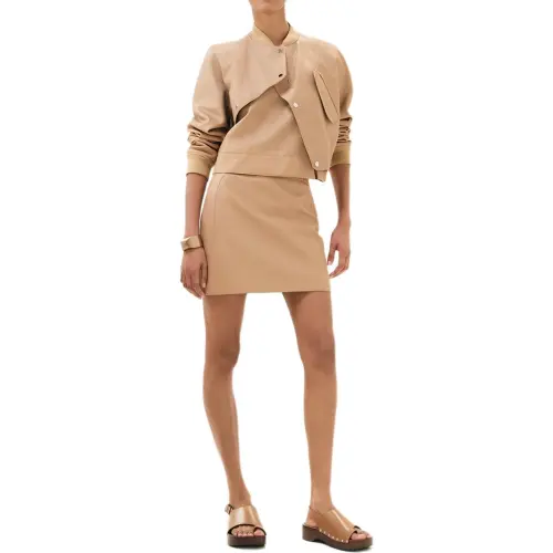 HERMES Leather Short Skirts Women's Yellow