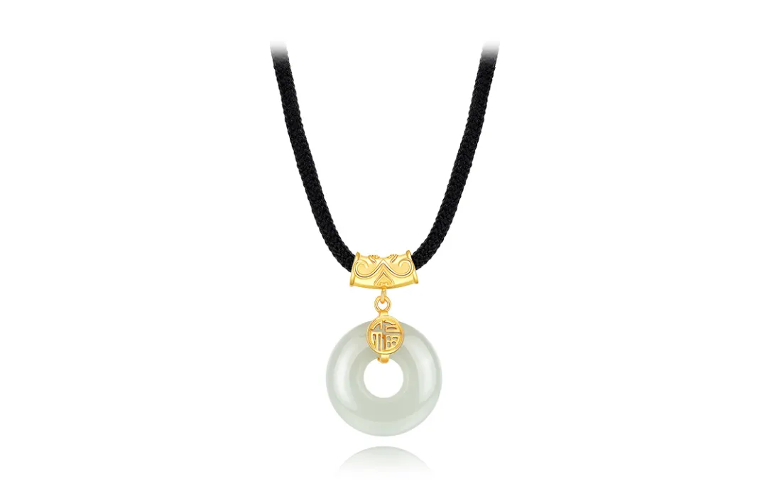 SEVEN COOK S999 Fine Silver, Hetian Jade Necklace Pale Greenish White Jade Women's