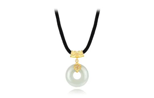 SEVEN COOK S999 Fine Silver, Hetian Jade Necklace Pale Greenish White Jade Women's
