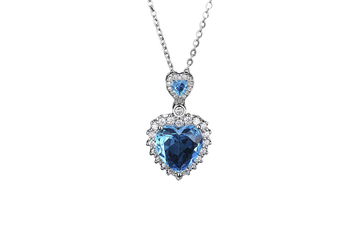 JOLLY SEASONS Happy Season Series European and American Heart of the Ocean Sea Blue Color Light Luxury Niche Style ins Simple Fashion Trend Frontline Style High-end Zircon Alloy Necklace Women's Style