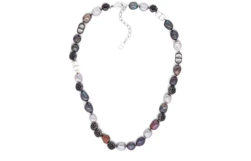 DIOR Icon Brass, Pearl Necklaces Men's Silver