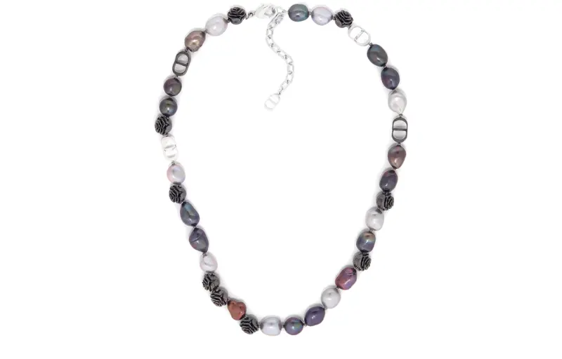 DIOR Icon Brass, Pearl Necklaces Men's Silver