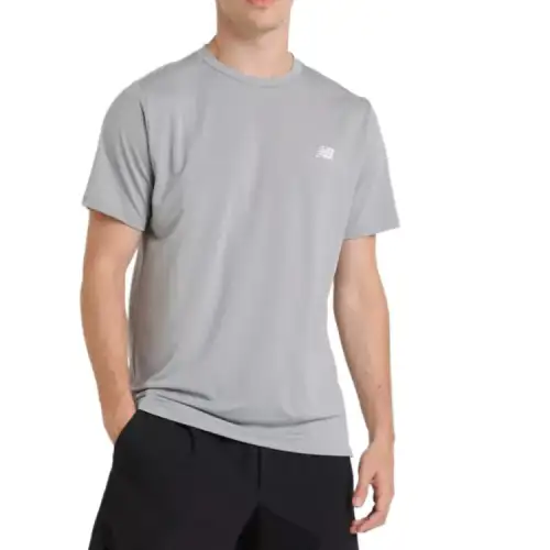 New Balance T Shirts Men's Gray Crew Neck Moderate Straight Fit