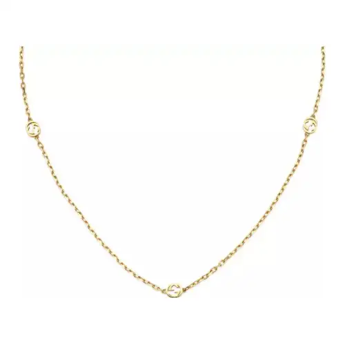 GUCCI Interlocking 18K Gold Necklaces Unisex Gold