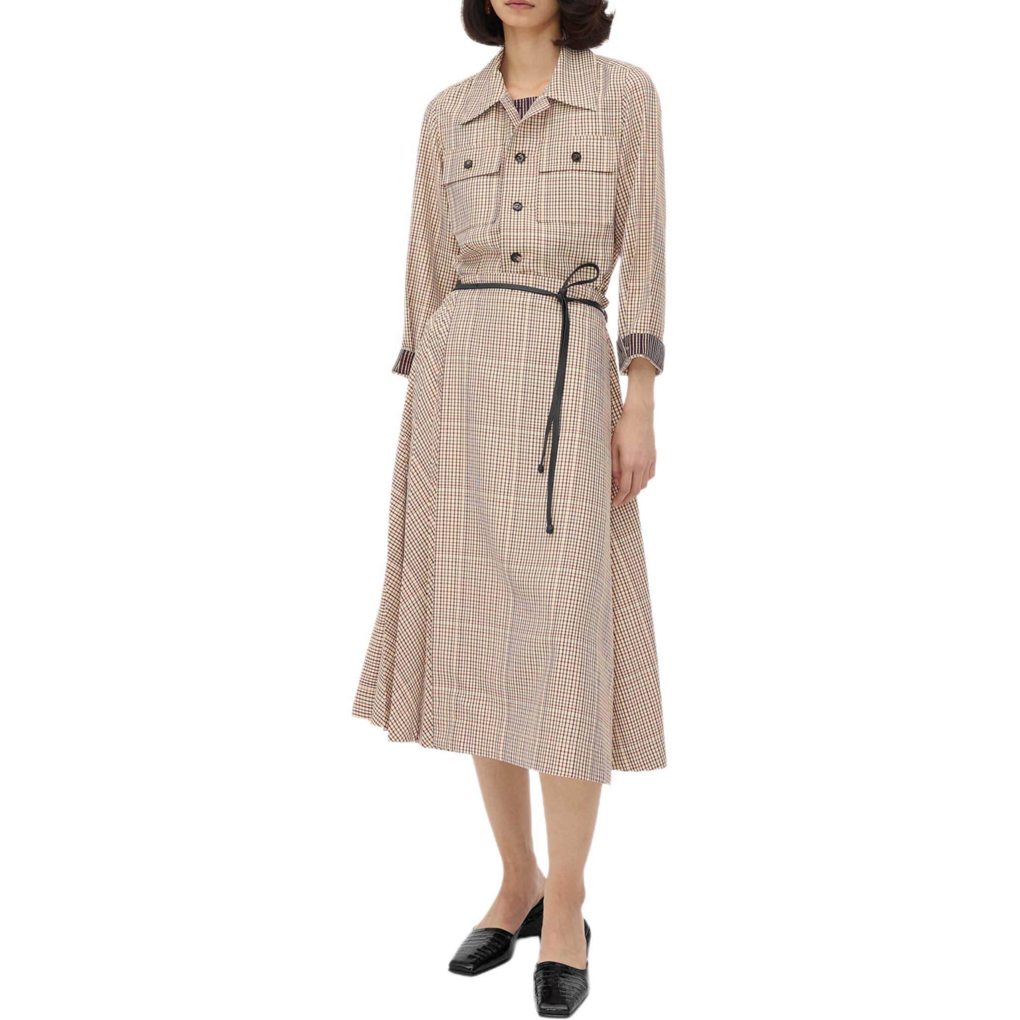 Bottega Veneta Checked Midi Skirt