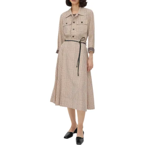 Bottega Veneta Checked Midi Skirt