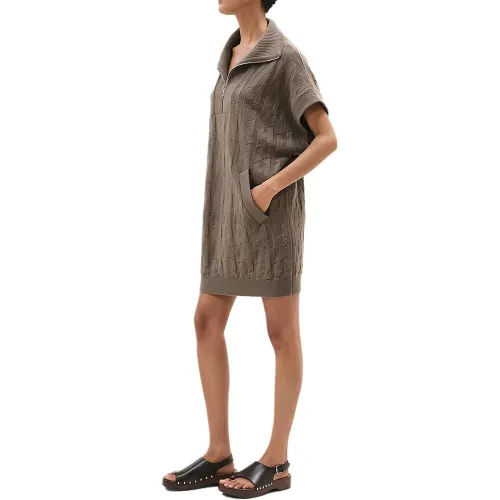HERMES Short Sleeved Dress Women's Gray