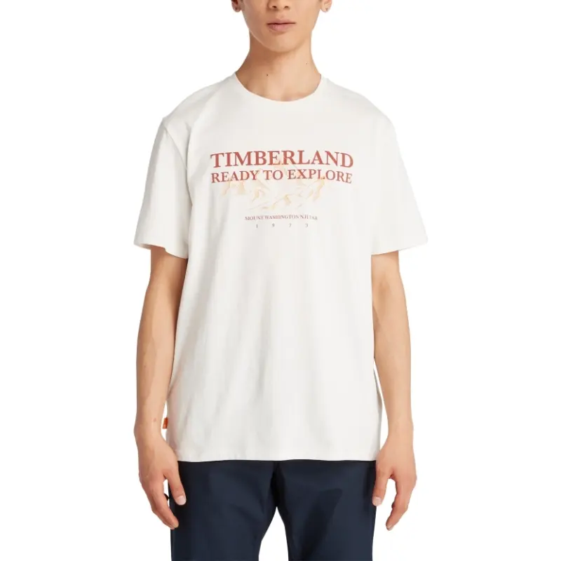 Timberland T Shirts Men's White Crew Neck Moderate