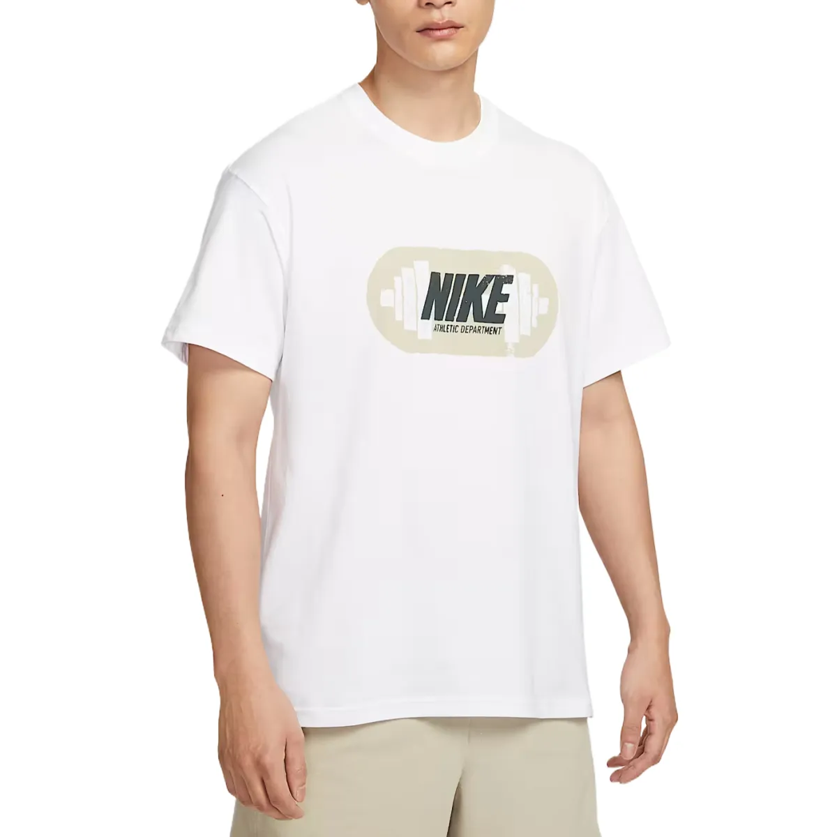 Nike T-Shirts Men's White Crew Neck Moderate Straight Fit