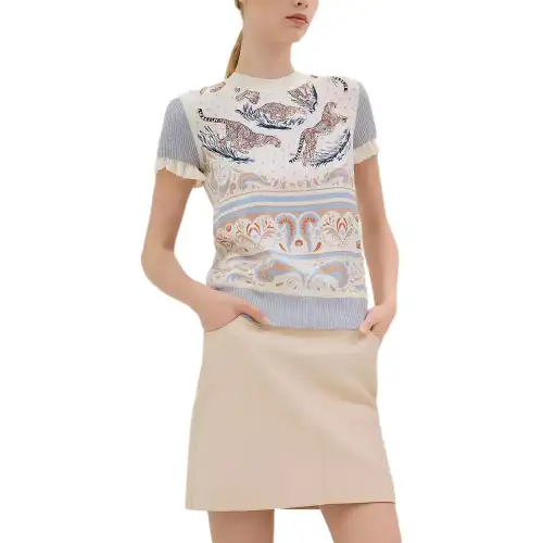 HERMES Regular T Shirt Women's Blue White