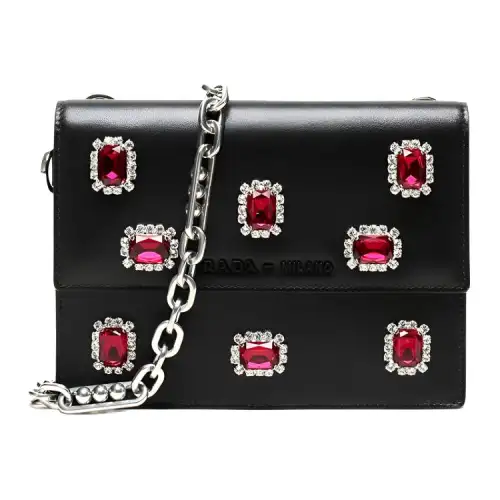 PRADA Leather Shoulder Bag Women's Black