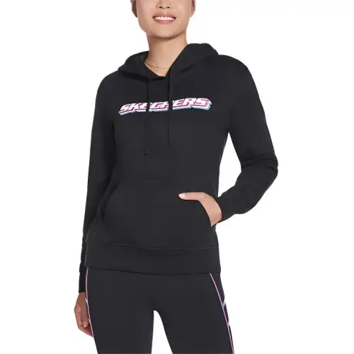 Skechers Apparel Block Heritage Sweatshirts Women's Black Hooded Moderate Regular