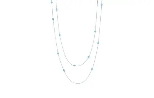 TIFFANY & CO. Elsa Peretti® Sterling Silver With Sapphire Necklaces Women's Light Blue