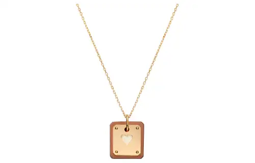 HERMES As De Coeur Calfskin, Gold tone Plated Necklaces Women's