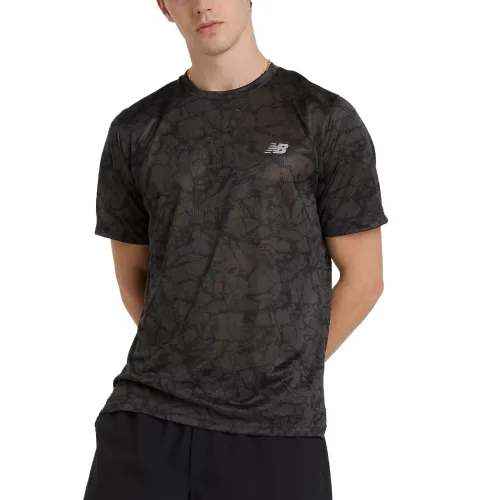 New Balance T Shirts Men's Black Crew Neck Moderate Straight Fit