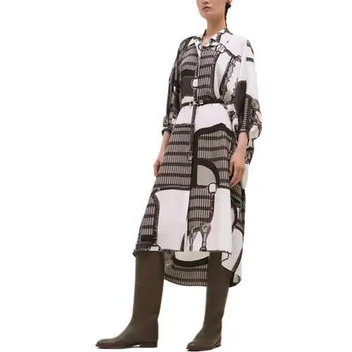 HERMES FW24 Short Sleeved Dress Women's Multicolor