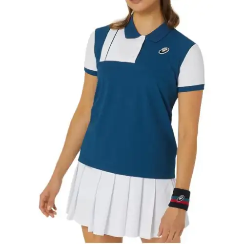 ASICS Tennis Tops Women's Blue Polo Collar Moderate