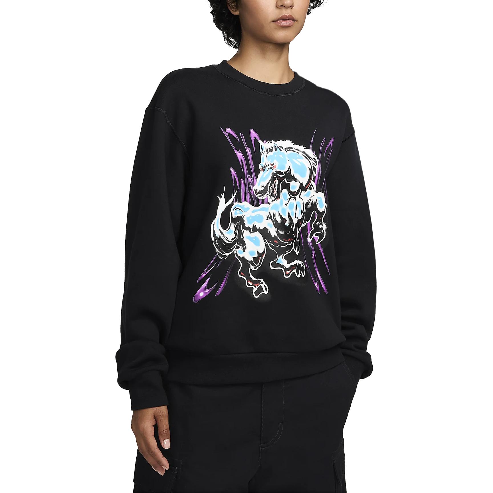 Nike Comfortable soft sports retro black white long-sleeve for men and women