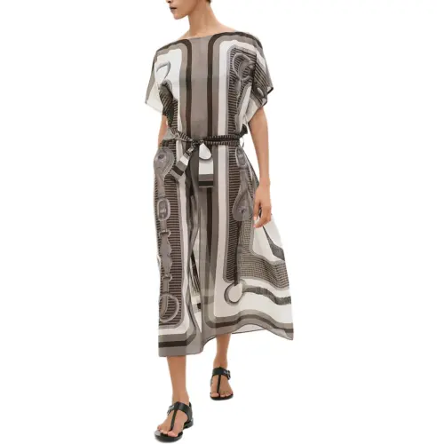 HERMES Short Sleeved Dress Women's Charcoal Gray