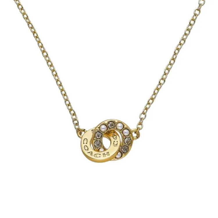 COACH Glass Brass Necklaces Women's Gold