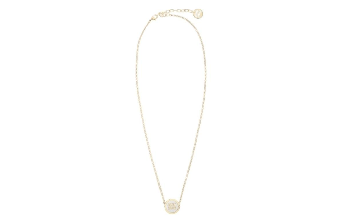 MIU MIU Brand Logo Metal, Enamel Necklaces Women's Silver