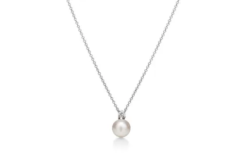 TIFFANY & CO. Signature 18K White Gold, Pearl, Diamond Necklaces Women's Silver