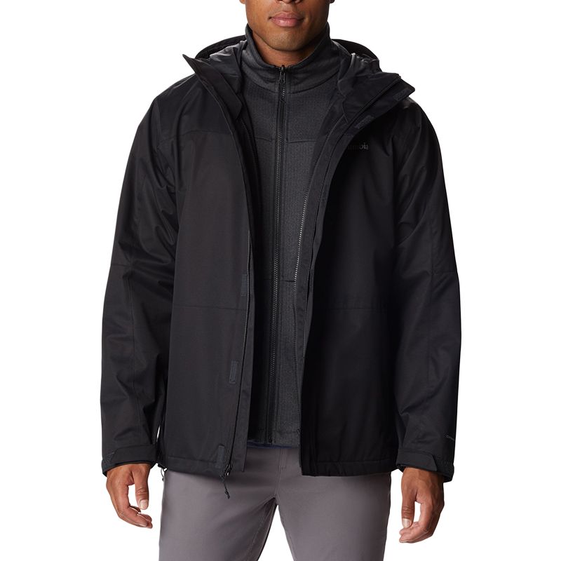 Columbia Columbia, comfortable fleece travel long-sleeve with hood for hiking, windproof breathable keep warm black jacket for traveling, three-in-one