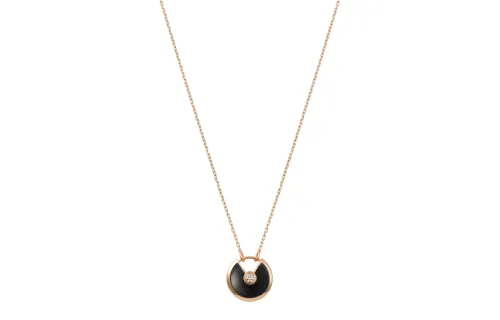 Cartier 18kt Rose Gold Amulette Onyx And Diamond Necklace