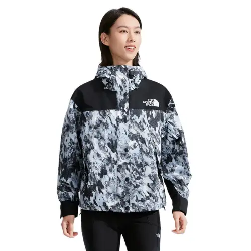 THE NORTH FACE Women's DryVent Mono Mountain Short Jacket Virtual Blue Trail Grid Print