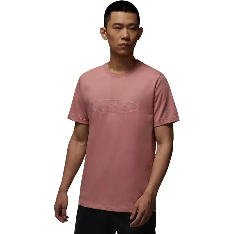 Jordan T Shirts Unisex Pink Crew Neck Moderate Straight Fit