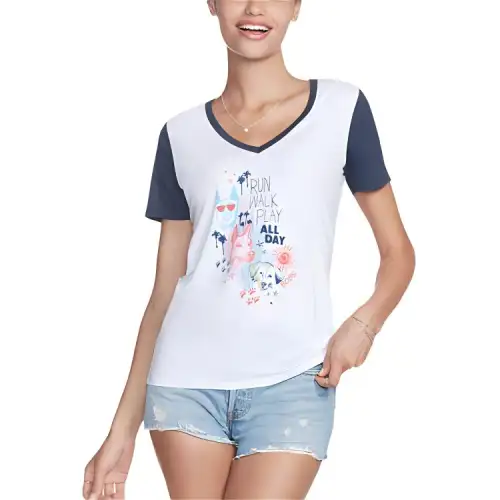 Skechers T Shirts Women's White V Neck Moderate Other