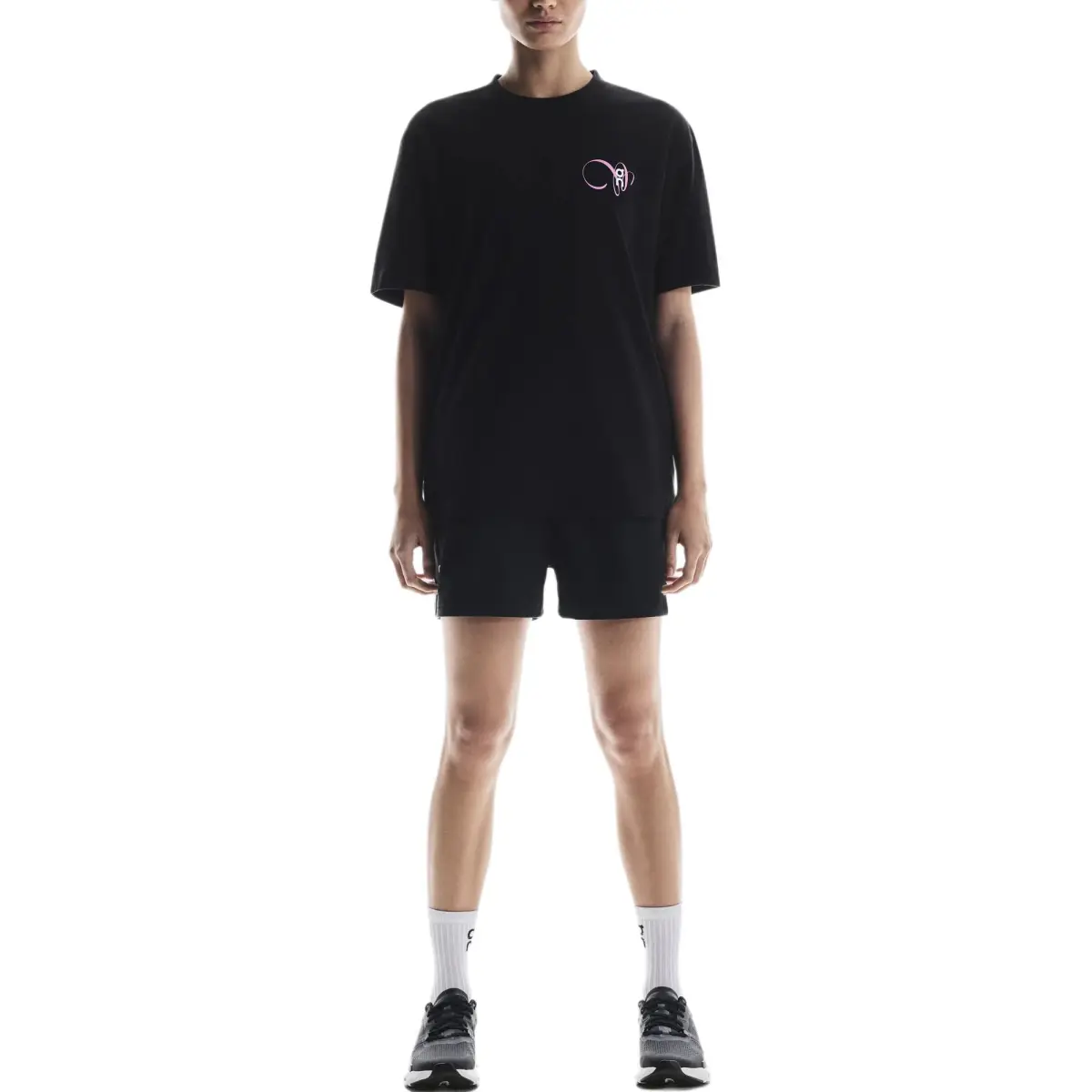 On T Shirt Women's Black/Raspberry Red