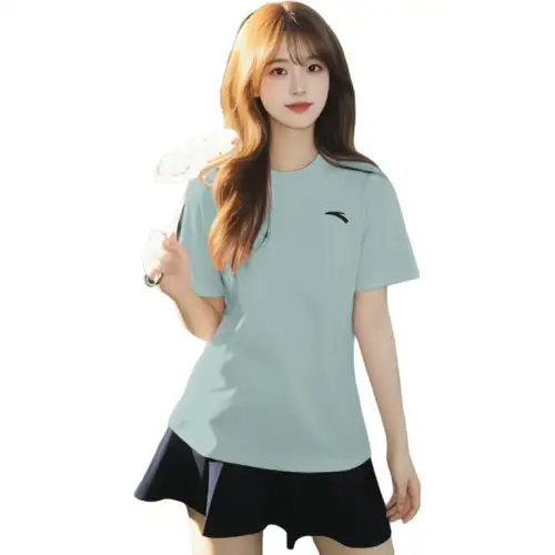 ANTA T Shirts Women's Mist Gray Green Crew Neck Thin Other