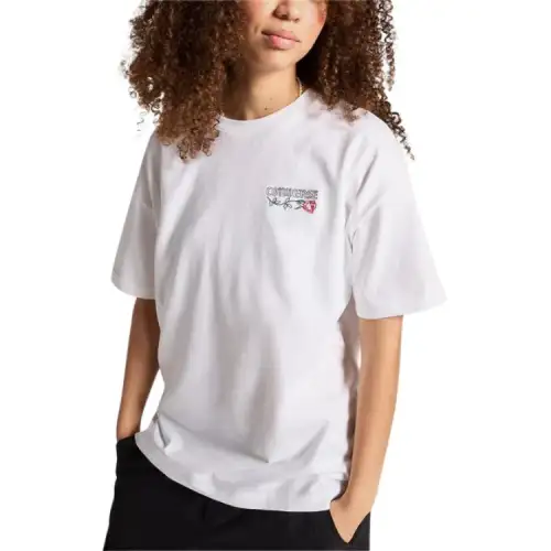 Converse T Shirts Women's White Crew Neck Moderate Straight Fit