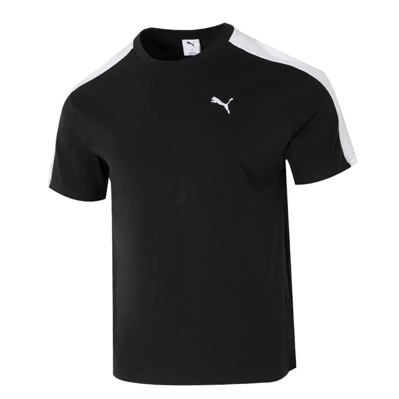 PUMA T7 T-Shirts Men's Black Crew Neck Moderate