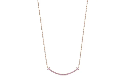 TIFFANY & CO. Necklace, golden fuchsia sapphire small stone inlay, 18 carat, pink gold
