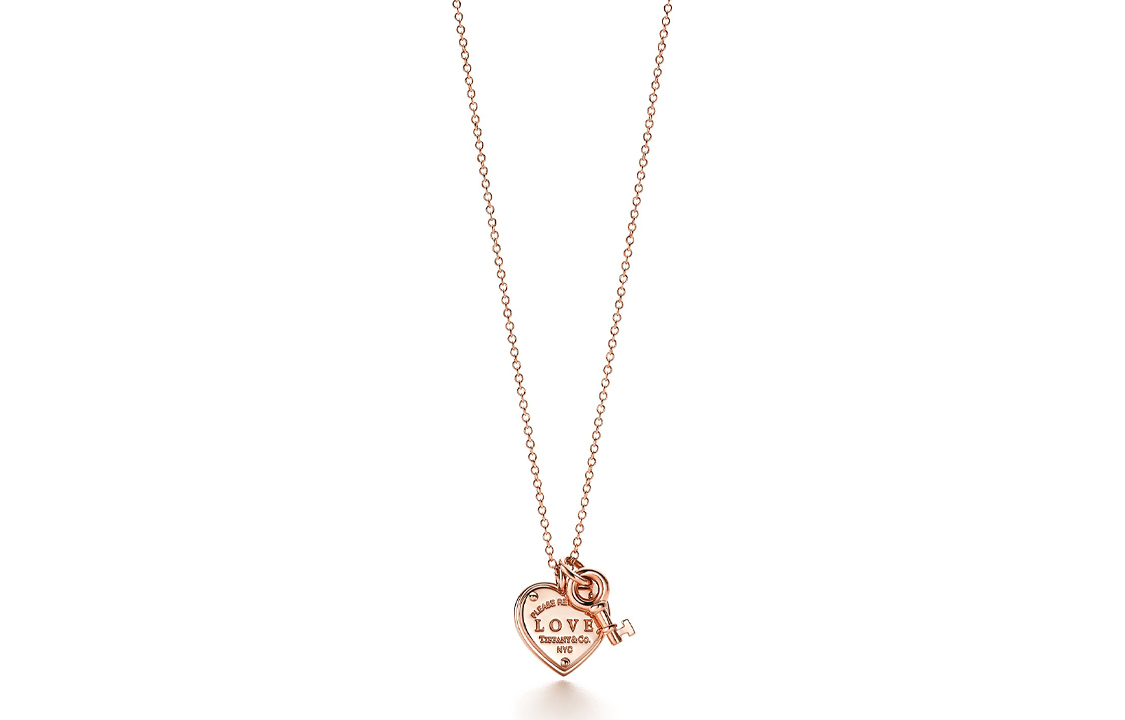 Тиффани возвращается в Tiffany Love Heart Tag ключ Ожерелье розовое золото