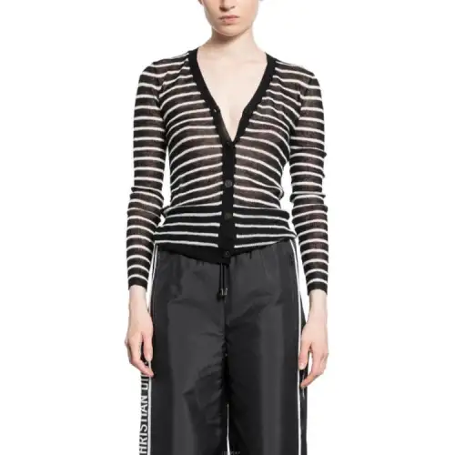 DIOR Knitwear Women's Black V Neck Moderate Cardigan