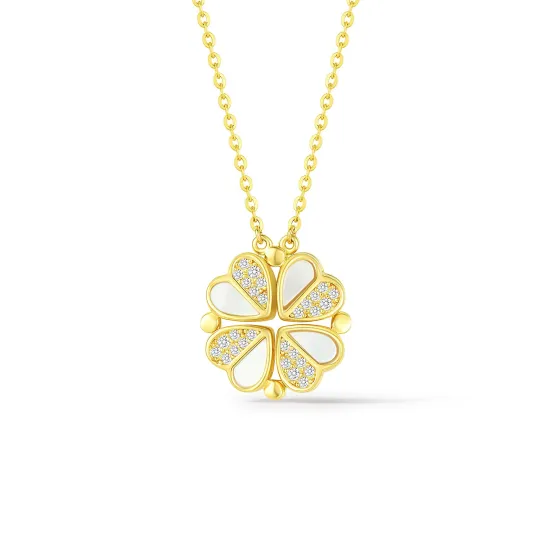 CHOW TAI SENG 925 Sterling Silver, Synthetic Cubic Zirconia Shell Necklaces Women's