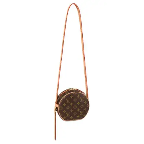 LOUIS VUITTON Cow Leather Canvas Handbag, Shoulder Bag Small Women's Brown