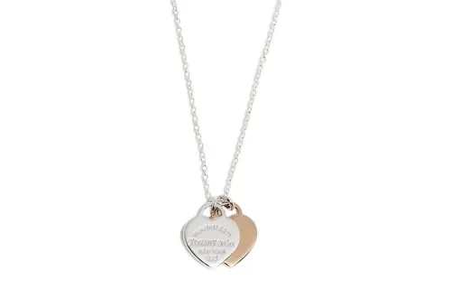 TIFFANY & CO. Tiffany Return to Tiffany Series [Can be customized with engraving] Double Heart Shape Pendant Clavicle Chain 925 Silver Necklace Women's Silver