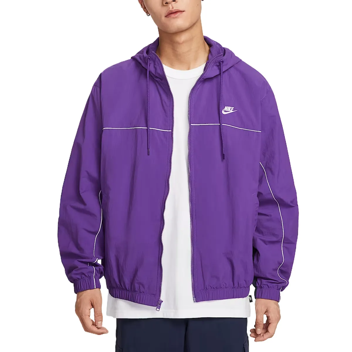 Nike Club Jackets Men's Wild Grape Purple Obsidian Stone Color Phantom White Hooded Moderate Other