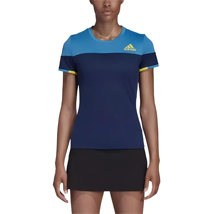 Adidas T-Shirts Women's Blue Crew Neck Moderate Straight Fit