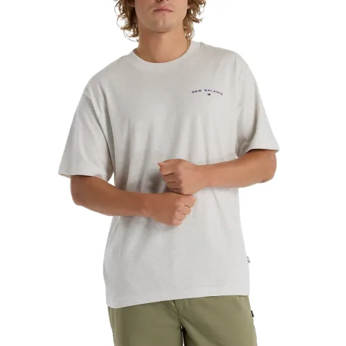 New Balance T Shirts Men's Heather Cool Gray Crew Neck Moderate Straight Fit