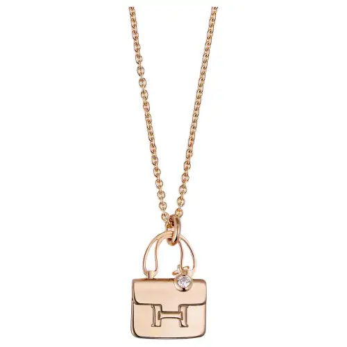 HERMES Constance 18K Rose Gold Necklaces Women's